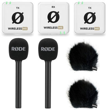 Rode Wireless ME Dual wei&szlig; + 2x Interview GO + 2x Fell-Windschutz (schwarz)