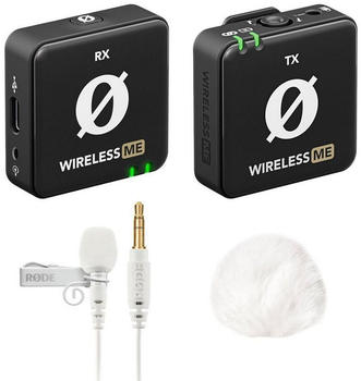 Rode Wireless ME Single schwarz + Lavalier GO (wei&szlig;) + Fell-Windschutz