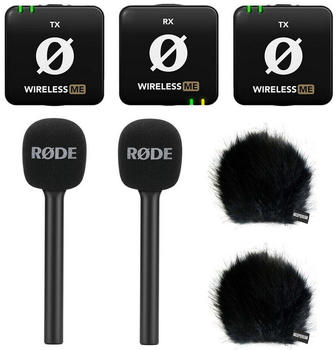Rode Wireless ME Dual schwarz + 2x Interview GO + 2x Fell-Windschutz (schwarz)