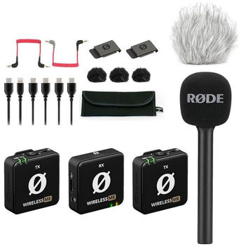 Rode Wireless ME Dual schwarz + Interview GO + Fell-Windschutz (wei&szlig;)
