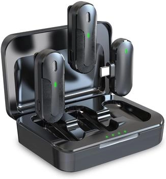 Technaxx Dual Wireless Mini Mikrofon Set Schwarz mit 2.4 GHz, USB-C (5212)