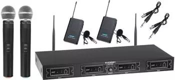 McGrey UHF-2V2I Quad Funkmikrofon-Set 4-Kanal, 2x Hand- & 2x Lavaliermikrofon, 50m (UHF-2V2I)