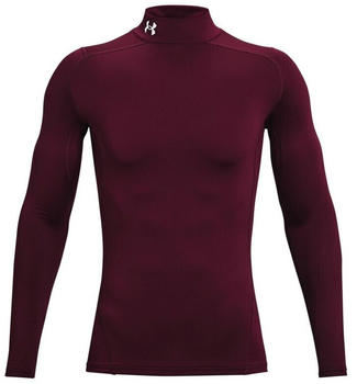 Under Armour Men's ColdGear Compression Mock Neck maroon/white