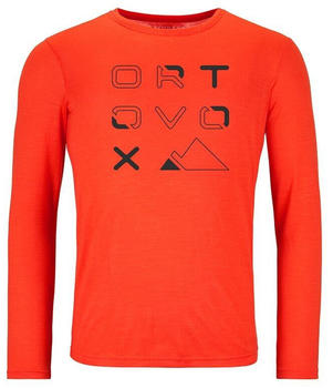 Ortovox 185 Merino Brand Outline Long Sleeve Men (83068) hot orange