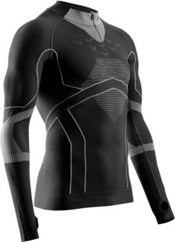 X-Bionic Men's Base Layer Long Sleeve 1/2 Zip Shirt black/grey