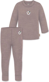 Normani Langarmwickelbody Baby Merino Pullover und Merino Hose rosa