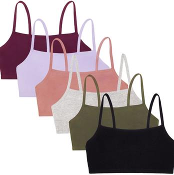 Fruit of the Loom Spaghetti Strap Cotton Pullover Bra Value Pack Sport-BH schwarz grau oliv lila dusk