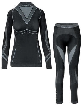 Ladeheid Thermounterwäsche Damen Set Langarm Shirt Lange Unterhose schwarz graphit LAGI006