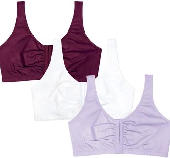 Fruit of the Loom Baumwolle Sport-BH blickdicht flieder wei&szlig; lila samt 3er Pack