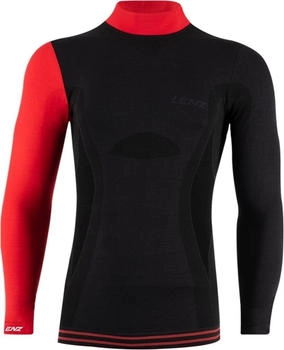 Lenz Merino Turtle Langarm-Funktionsunterhemd schwarz rot
