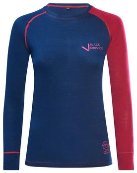 Black Crevice Langarmshirt aus Merino Wolle blau rot