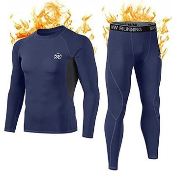 MEETWEE Thermounterwäsche Funktionsunterwäsche Herren blau schwarz
