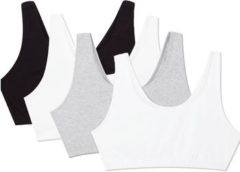 Fruit of the Loom Built Up Tank Style Sports Bra schwarz weiß grau meliert 4er-Pack