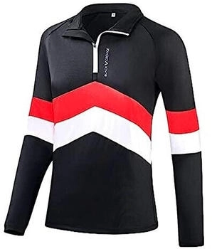 Black Crevice Zipper Funktionsshirt schwarz rot