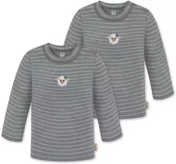 Normani 2er Pack Baby Merino Longsleeve 'Taupo' grau anthrazit