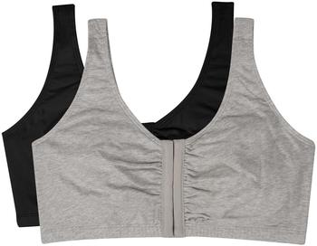 Fruit of the Loom Front Close Builtup Sports Bra schwarz weiß grau meliert