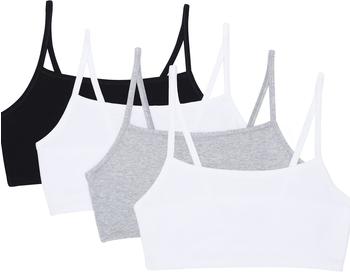 Fruit of the Loom Spaghettiträger Baumwolle Sport-BH schwarz weiß grau 4er-Pack