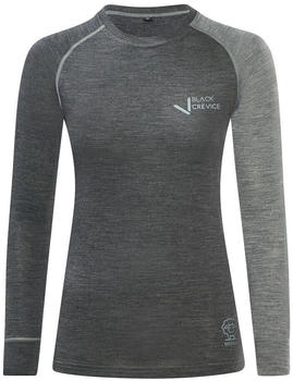 Black Crevice Langarmshirt aus Merino Wolle anthrazit grün