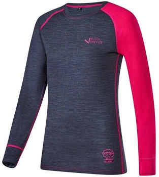Black Crevice Langarmshirt aus Merino Wolle anthrazit pink
