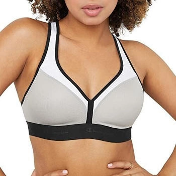Champion Med Support Curvy eingenähte Tasse Sport-BH oxford grau weiß schwarz