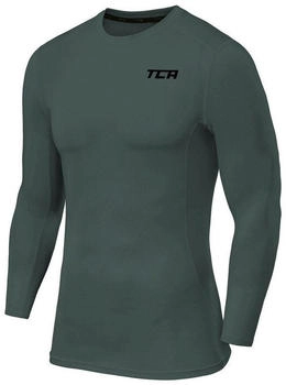 TCA Funktionsshirt Langarm Kompressionsshirt Thermo dunkelgrün