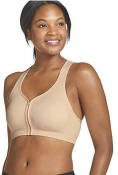 Jockey Damen Mid Impact Sport-BH Reißverschluss hautfarben