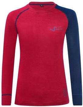 Black Crevice Langarmshirt aus Merinowolle rot blau