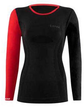 Lenz Funktionsunterwäsche Langarmshirt Merino Rundhals schwarz rot