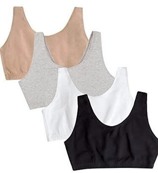 Fruit of the Loom Built Up Tank Style Bra Value Pack Schwarz grau meliert sand weiß