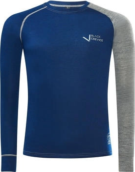 Black Crevice Langarmshirt aus Merinowolle blau grau