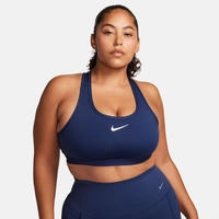 Nike DX6821, NIKE Damen Top W NK SWSH MED SPT BRA MIDNIGHT NAVY/WHITE female