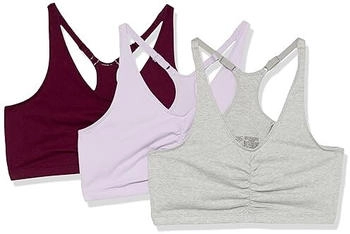 Fruit of the Loom Verstellbarer Geraffter Vorderseite Racerback Sport-BH lila grau meliert lila samt