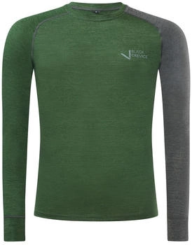 Black Crevice Langarmshirt Merino Wolle grün anthrazit