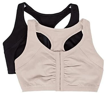 Fruit of the Loom Front Close Racerback Sport BH 2-Pack sand schwarz