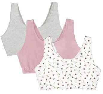 Fruit of the Loom Tank Baumwolle Ultimativer Komfort Atmungsaktive Passform Sport-BH tanzende Rosenknospen lilas grau