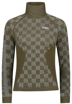 Mons Royale Ascender Merino Seamless Mock Neck Langarmshirt dried sage dark olive