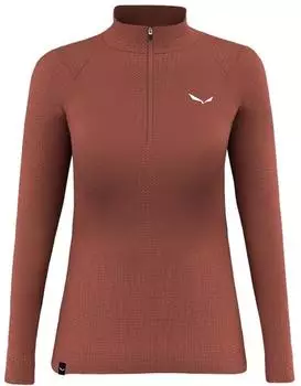 Salewa Women's Zebru Medium Warm AMR Half Zip Tee (66809009) EtruscanRed