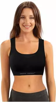 Sesto Senso Nahtloser Sport-BH 3er-Pack Racerback Starker Halt ohne Bügel schwarz