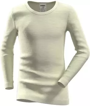 Hermko Langarm Shirt Rundhals Merinowolle/Tencel (40283) natur