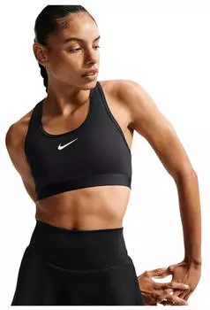 Nike Swoosh Medium Support Sport-BH mit Polster und Grafik (DX6821) schwarz