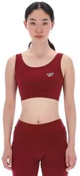 Reebok Luna Scoop Neck Logo Bra Top dunkelrot