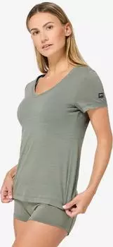 Super Natural Sierra140 V Neck Kurzarm Unterhemd (SNW021470) eucalyptus