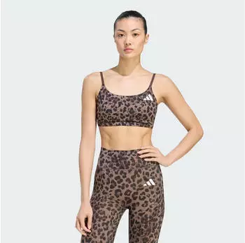 Adidas Optime Essentials 3-Streifen Leopard Sport-BH mit leichtem Halt