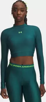 Under Armour HeatGear Crop Mock Funktionsshirt langarm rack green/hyper green (Damen) (6012691-338)