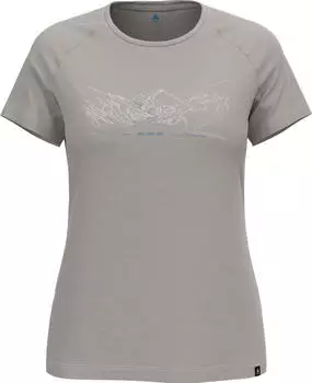 Odlo Ascent Performance Wool 130 Run Bike Hike Funktionsshirt kurzarm silver cloud melange (Damen) (554181-10703)