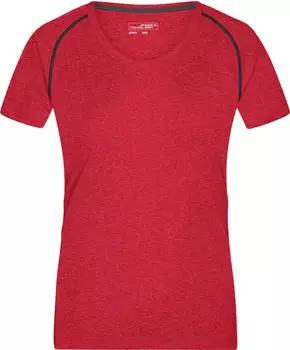James & Nicholson Fitness Funktionsshirt kurzarm red melange/titan (Damen) (JN495-101531)