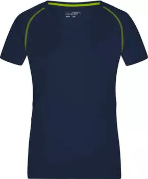 James & Nicholson Fitness Funktionsshirt kurzarm navy/bright yellow (Damen) (JN495-101525)