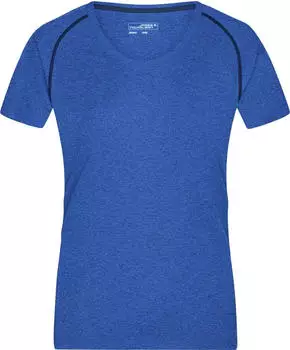 James & Nicholson Fitness Funktionsshirt kurzarm blue melange/navy (Damen) (JN495-101483)