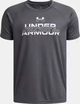 Under Armour Tech Split Wordmark Funktionsshirt kurzarm castlerock/white (Junior) (1383010-027)