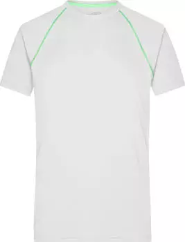 James & Nicholson Fitness Funktionsshirt kurzarm white/bright green (Herren) (JN496-101614)